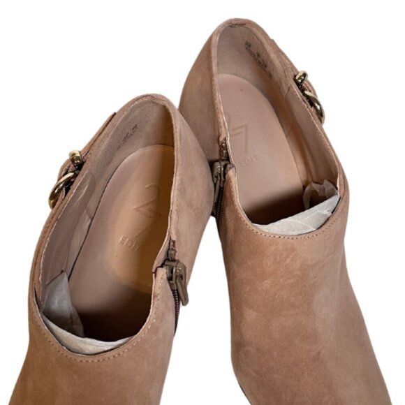 NWT 27 EDIT Penny Square Toe Stiletto Ankle Boots Women's Size 7.5 Wide Taupe - Picture 2 of 8